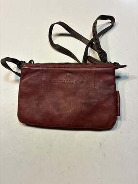 Aunts & Uncles Maroon Leather Small Crossbody Bag with Studded Strap